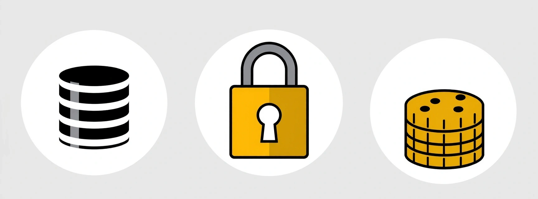 Icônes représentant la confidentialité des données et les cookies